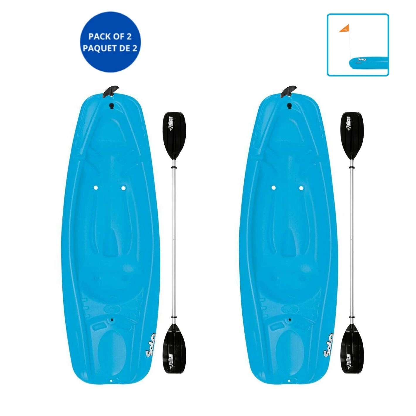 Pelican Sport Combo - 2 Solo Kids Kayaks With Paddles - Blue 3 Pelican Sport Combo - 2 Solo Kids Kayaks With Paddles - Blue